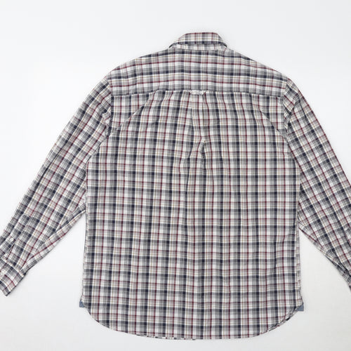 Maine Mens Multicoloured Plaid Cotton Button-Up Size M Collared Button