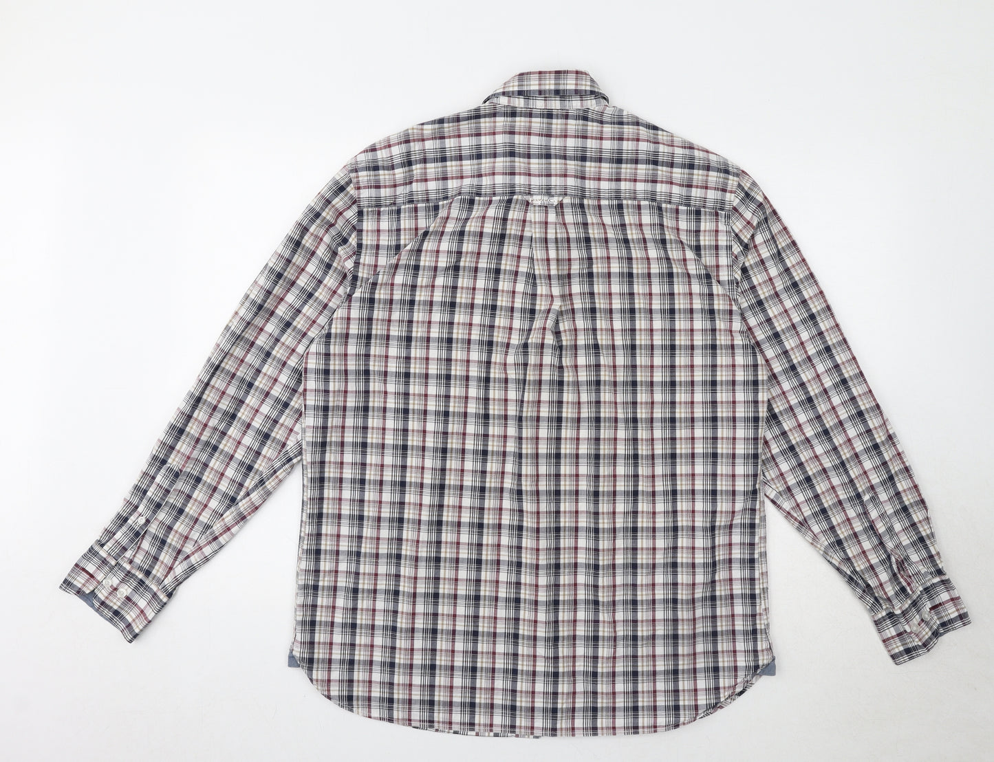 Maine Mens Multicoloured Plaid Cotton Button-Up Size M Collared Button