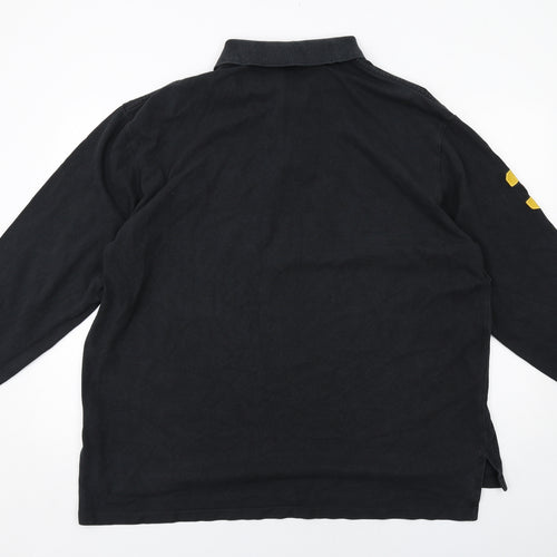 Polo Ralph Lauren Mens Black Cotton Polo Size 2XL Collared Button