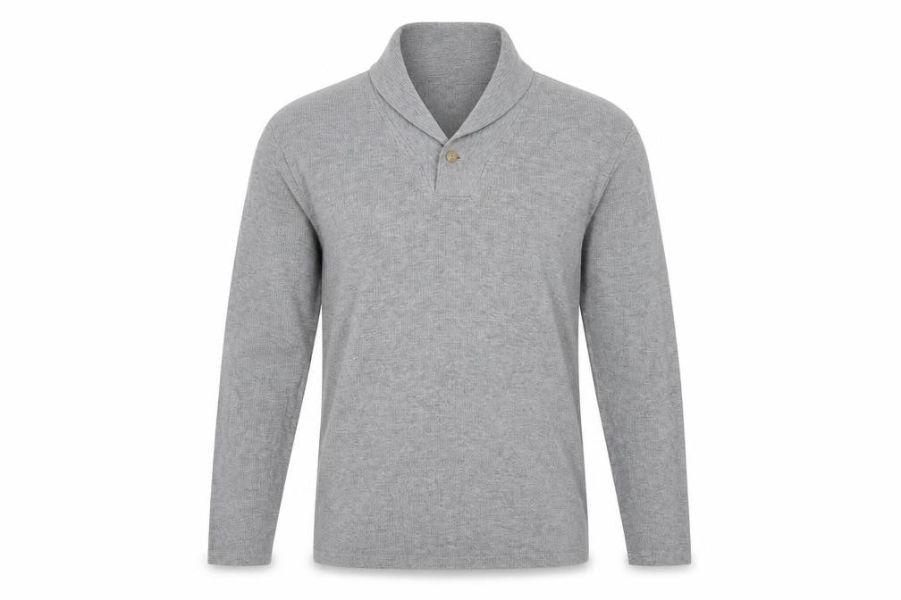 Front view of Topman men’s grey v-neck cotton jumper, size L, long sleeve