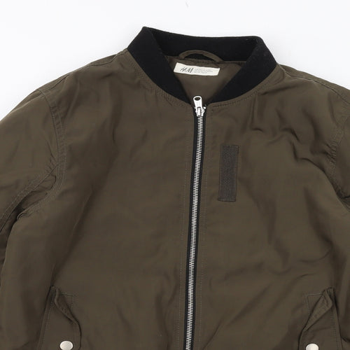H&M Girls Green Bomber Jacket Jacket Size 13-14 Years Zip