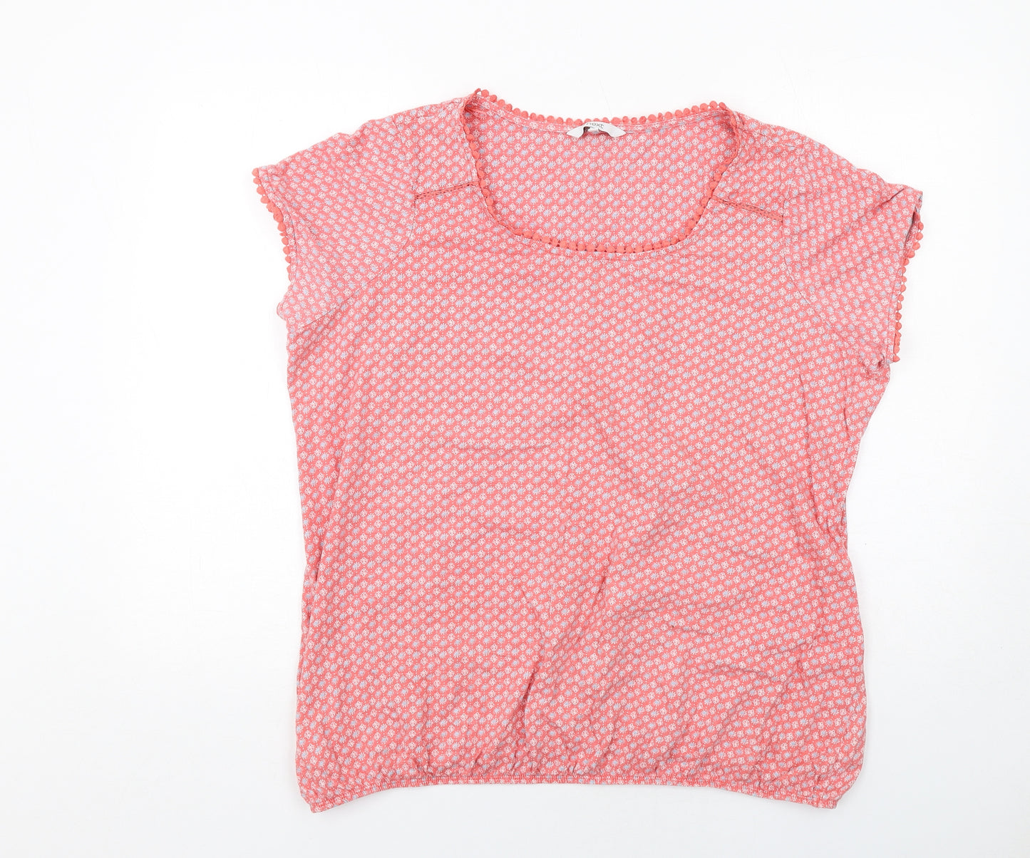 NEXT Womens Red Geometric Cotton Basic T-Shirt Size 22 Round Neck