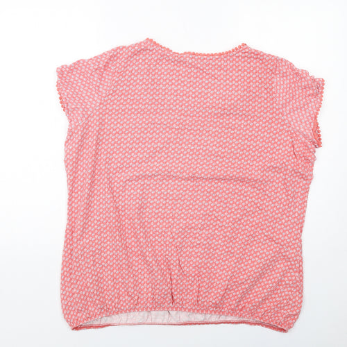 NEXT Womens Red Geometric Cotton Basic T-Shirt Size 22 Round Neck