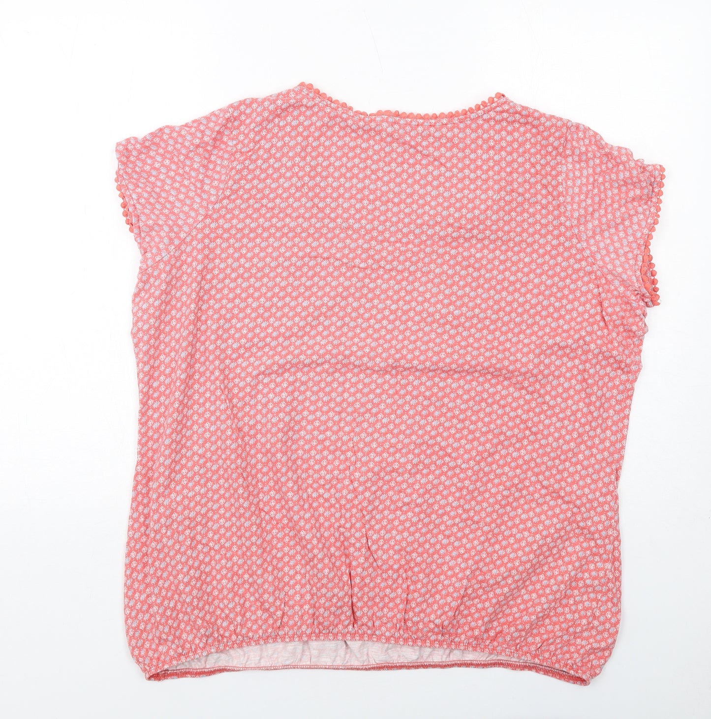 NEXT Womens Red Geometric Cotton Basic T-Shirt Size 22 Round Neck