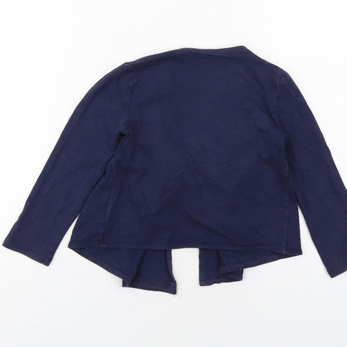 Mothercare Girls Blue V-Neck Cotton Cardigan Jumper Size 3 Years