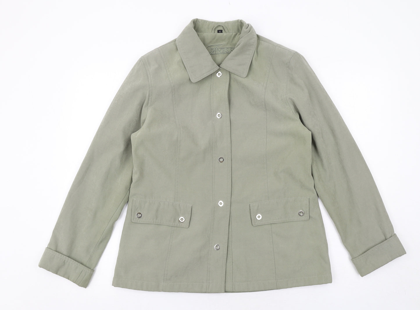 Finesse Womens Green Jacket Size 12 Snap