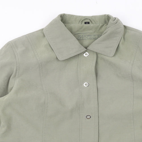 Finesse Womens Green Jacket Size 12 Snap