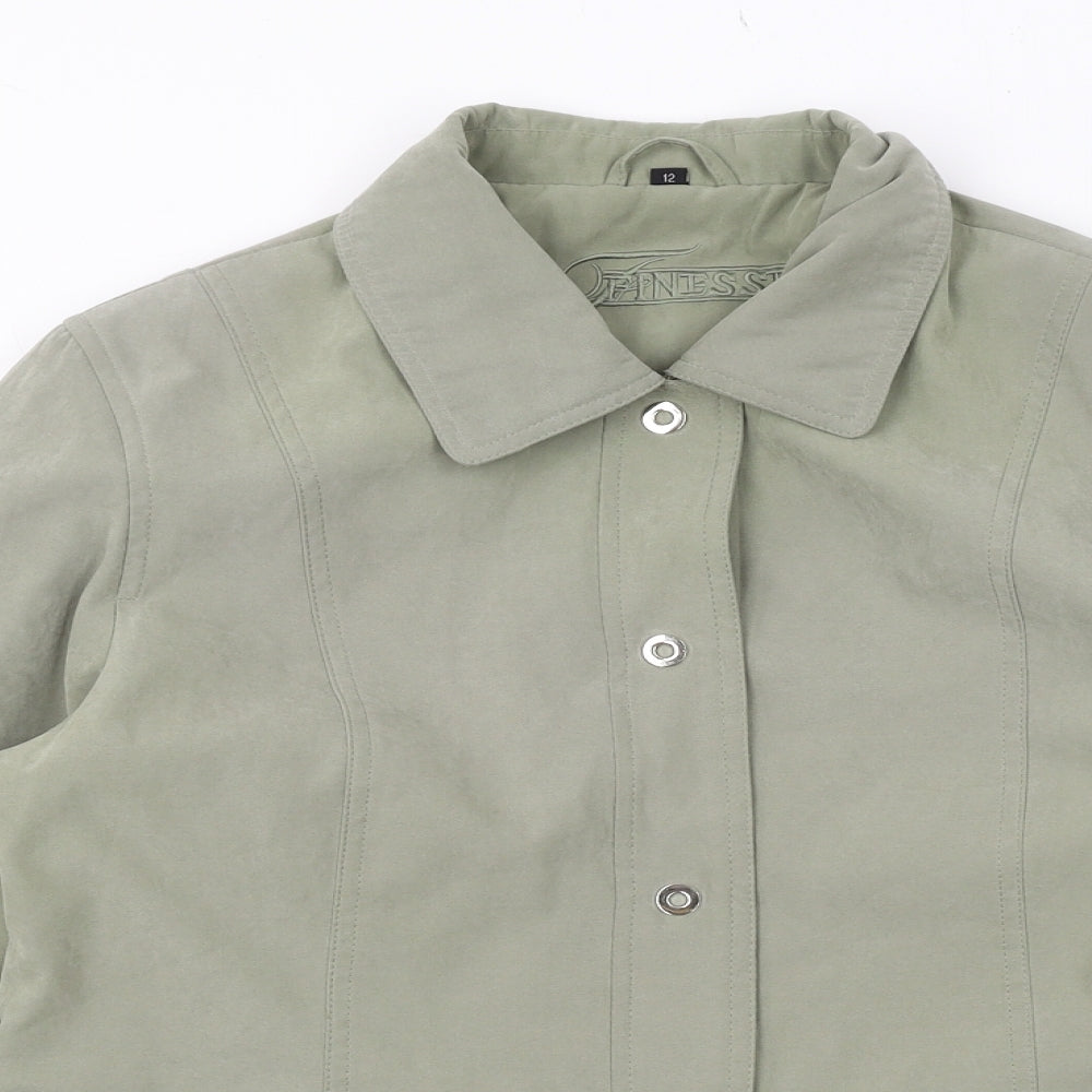 Finesse Womens Green Jacket Size 12 Snap