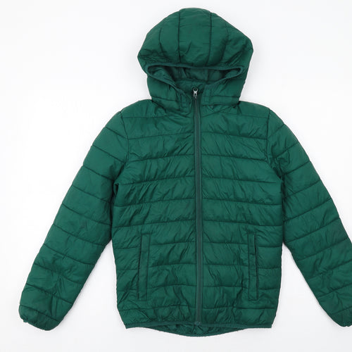H&M Boys Green Quilted Jacket Size 10-11 Years Zip