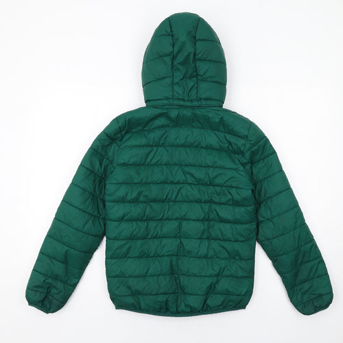 H&M Boys Green Quilted Jacket Size 10-11 Years Zip