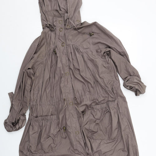Warehouse Womens Brown Parka Coat Size 10 Zip - Hooded