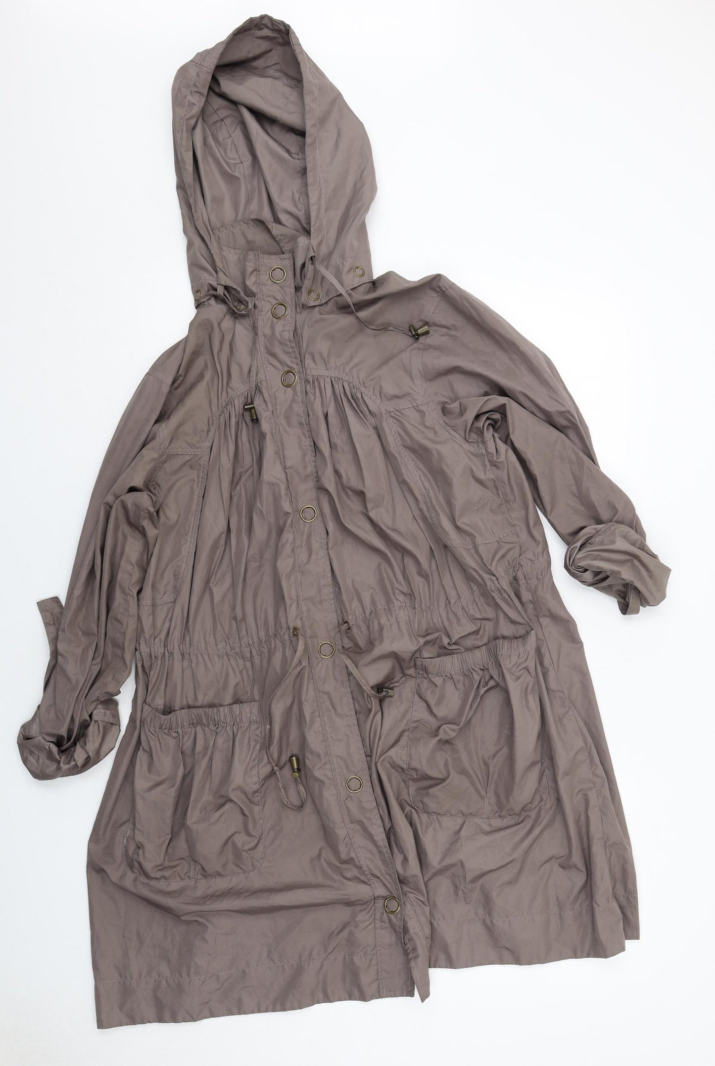 Warehouse Womens Brown Parka Coat Size 10 Zip - Hooded