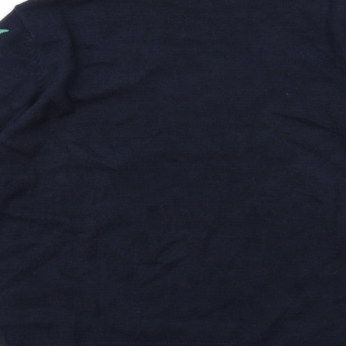 Marks and Spencer Womens Blue Crew Neck Geometric Acrylic Pullover Jumper Size 10 - Star Print