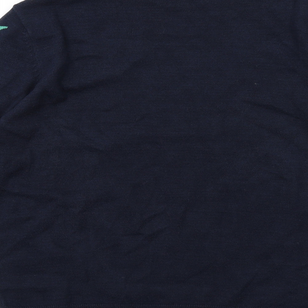 Marks and Spencer Womens Blue Crew Neck Geometric Acrylic Pullover Jumper Size 10 - Star Print