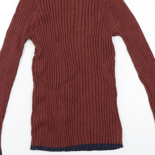 NEXT Womens Brown Boat Neck Nylon Pullover Jumper Size 12 - Ribbed