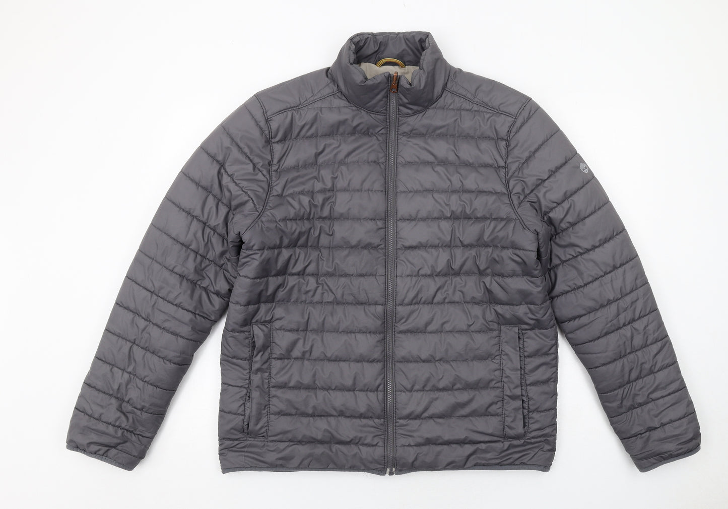 Timberland Mens Grey Quilted Jacket Size L Zip