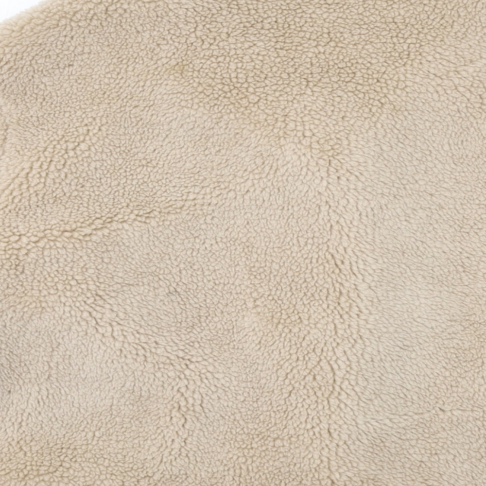 Zara Womens Beige Jacket Size L Button - Teddy Bear Style