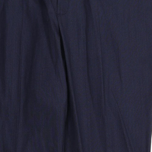 T.M.Lewin Mens Blue Wool Trousers Size 40 in Regular Zip