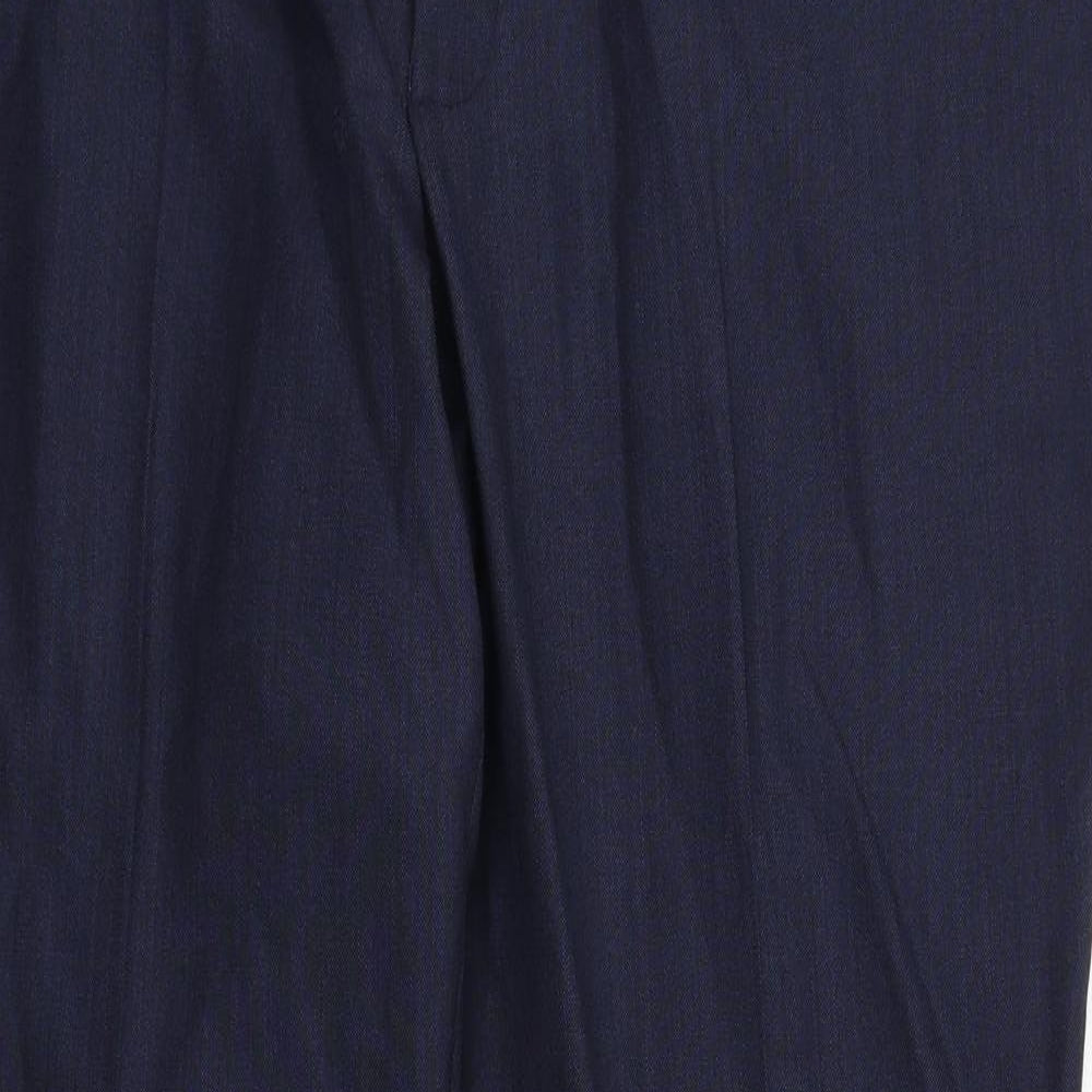 T.M.Lewin Mens Blue Wool Trousers Size 40 in Regular Zip