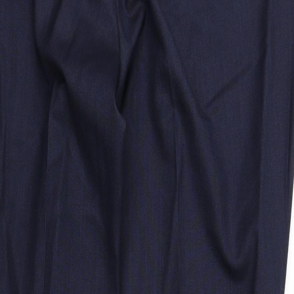 T.M.Lewin Mens Blue Wool Trousers Size 40 in Regular Zip