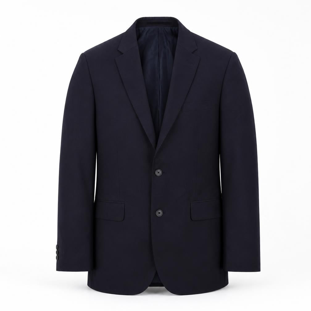 Front view of Debenhams men’s blue polyester jacket suit jacket, size 38, regular