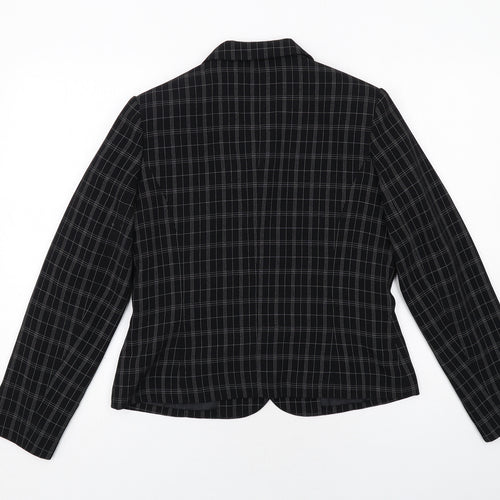 NEXT Womens Black Geometric Jacket Blazer Size 10 Button