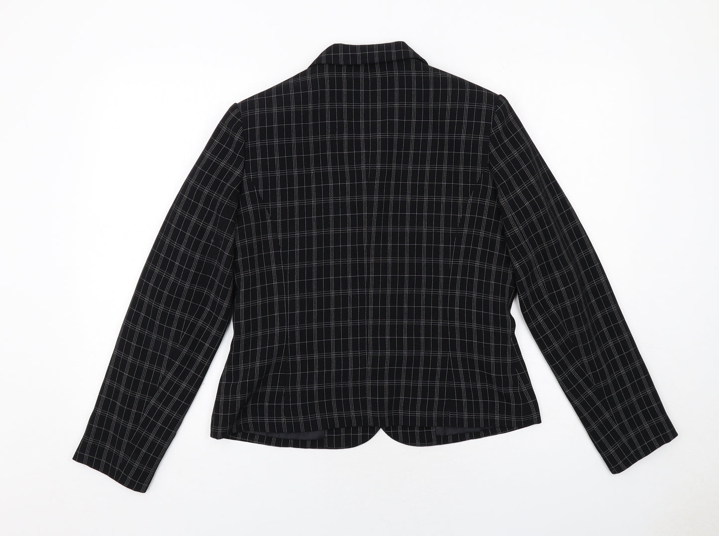 NEXT Womens Black Geometric Jacket Blazer Size 10 Button