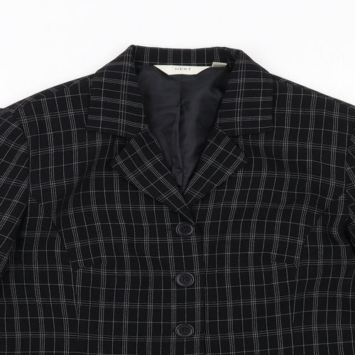 NEXT Womens Black Geometric Jacket Blazer Size 10 Button