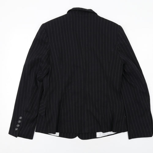 Marks and Spencer Womens Black Striped Polyester Jacket Suit Jacket Size 14