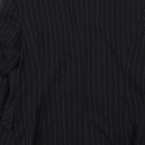 Marks and Spencer Womens Black Striped Polyester Jacket Suit Jacket Size 14