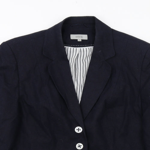 Marks and Spencer Womens Blue Linen Jacket Suit Jacket Size 20