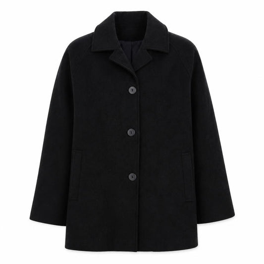 Front view of Lady Line women’s black jacket, size UK 10, button