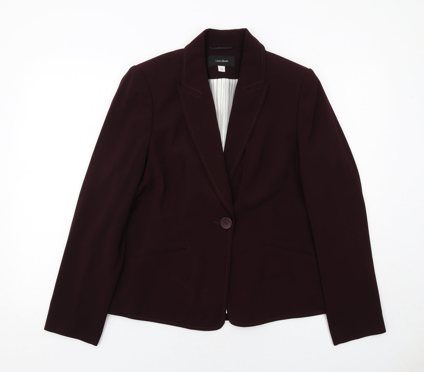 Laura Brook Womens Purple Polyester Jacket Blazer Size 14