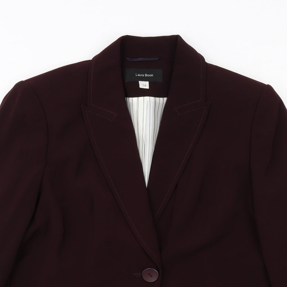 Laura Brook Womens Purple Polyester Jacket Blazer Size 14