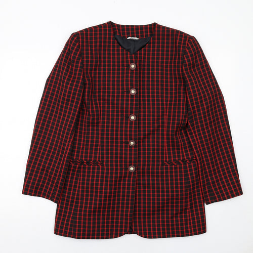 Klass Womens Red Geometric Jacket Size 10 Button