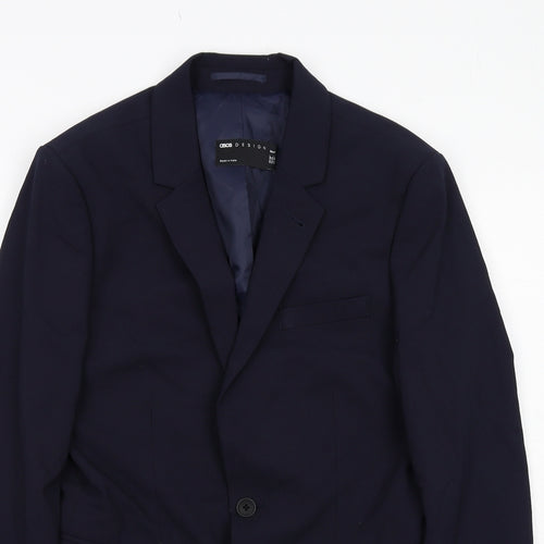 ASOS Mens Blue Polyester Jacket Suit Jacket Size 36 Regular
