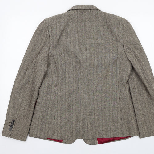 Per Una Womens Beige Herringbone Polyester Jacket Blazer Size 16