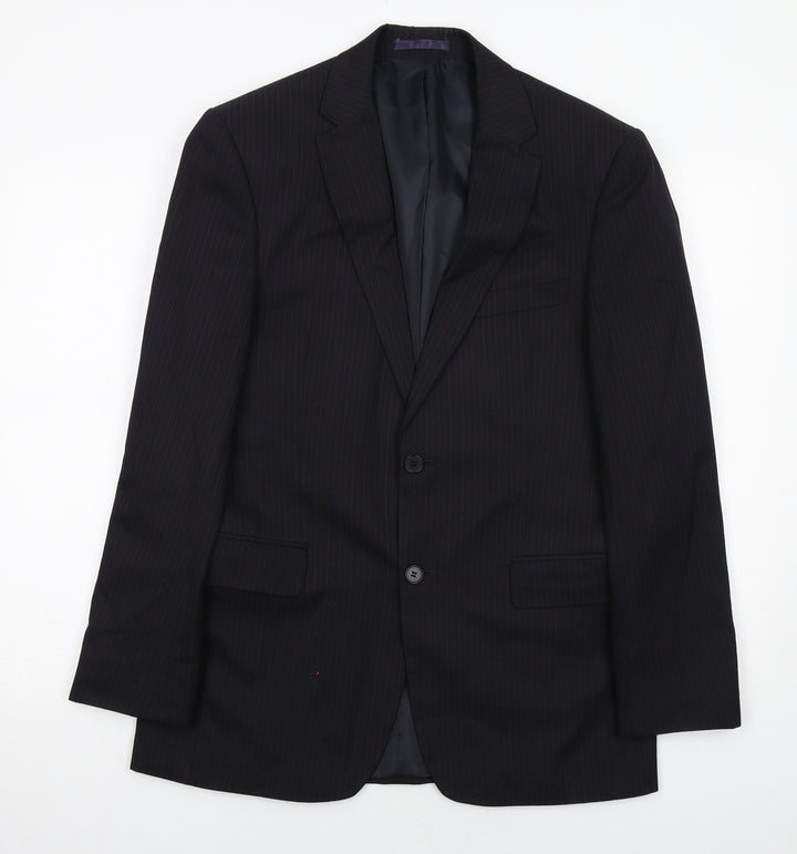 Karl Jackson Mens Black Polyester Jacket Suit Jacket Size 38 Regular