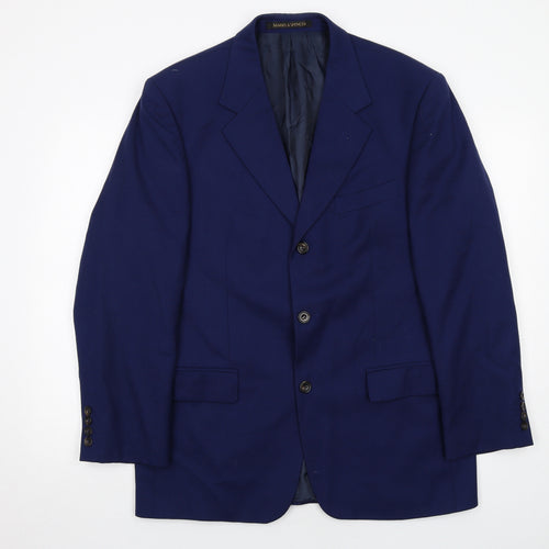 Marks and Spencer Mens Blue Wool Jacket Suit Jacket Size 40 Regular
