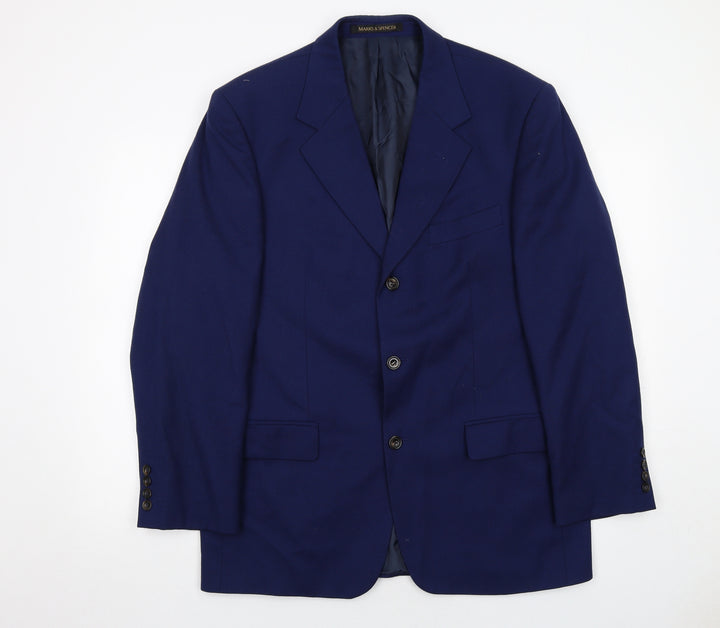 Marks and Spencer Mens Blue Wool Jacket Suit Jacket Size 40 Regular