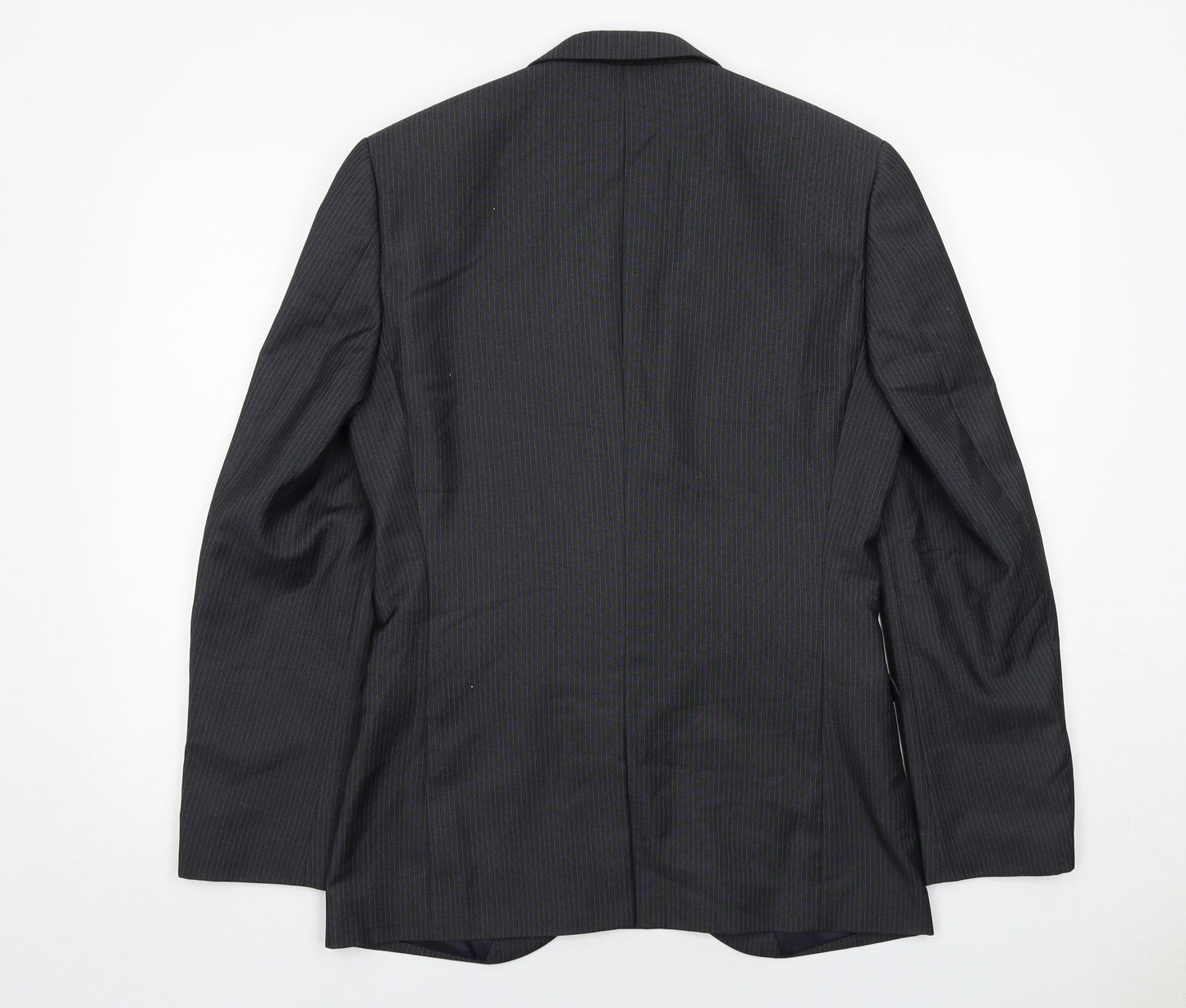 NEXT Mens Grey Striped Polyester Jacket Suit Jacket Size 38 Regular