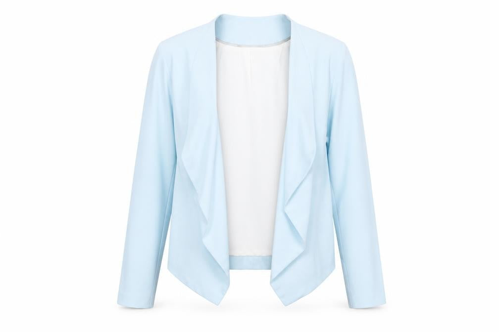 Front view of Dorothy Perkins women’s blue kimono jacket, size UK 10