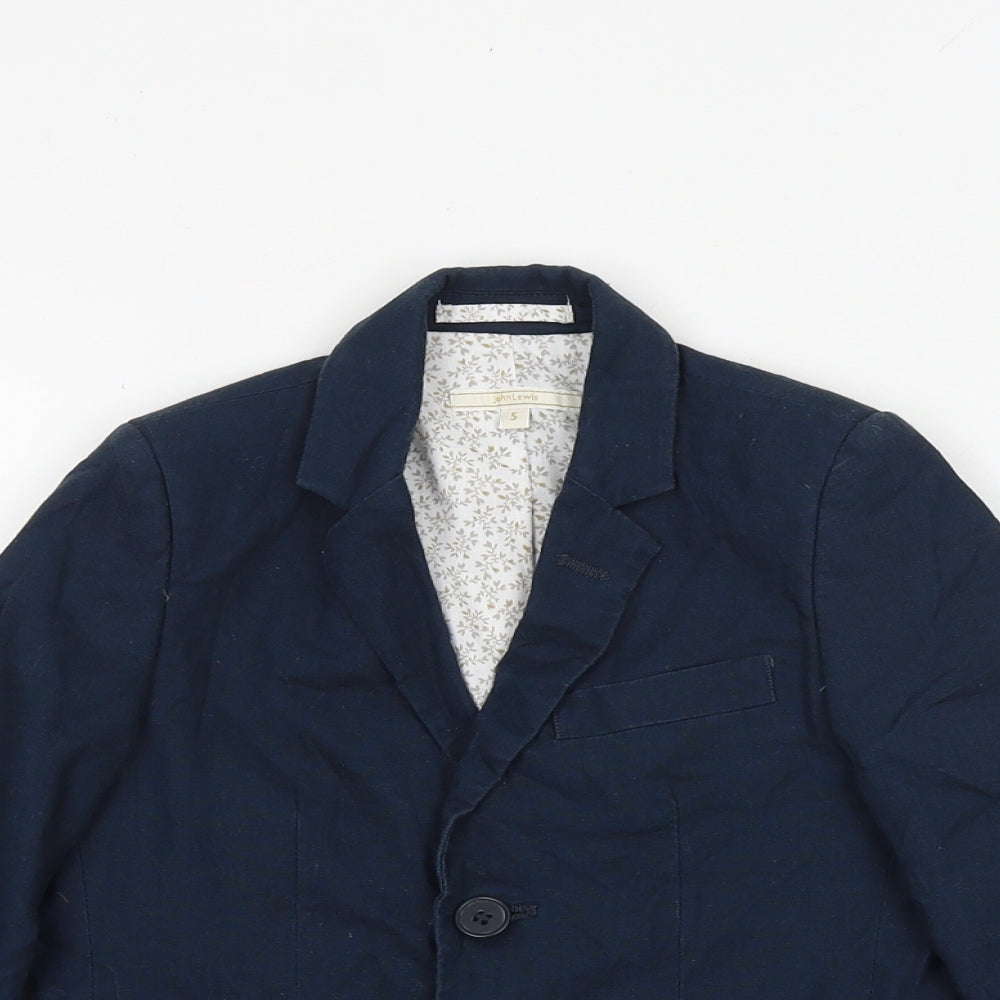John Lewis Boys Blue Jacket Blazer Size 5 Years Button
