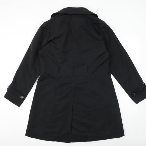 Marks and Spencer Womens Black Overcoat Coat Size 14 Button