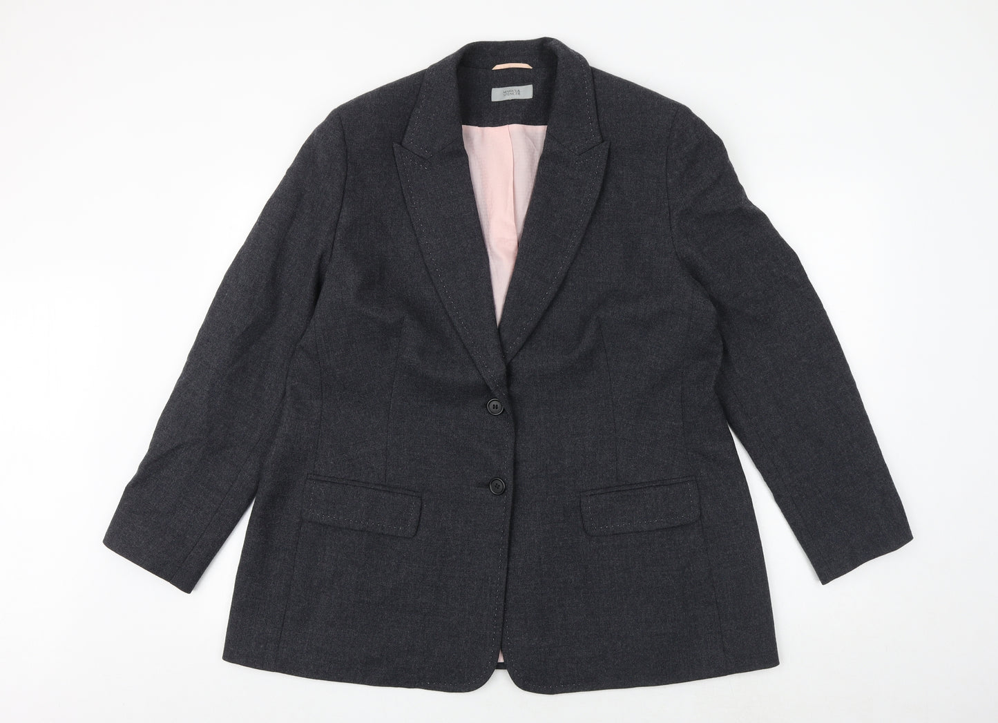 Marks and Spencer Womens Grey Jacket Blazer Size 20 Button