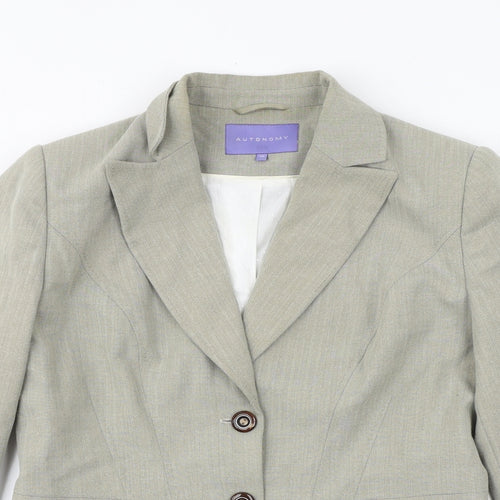 Autonomy Womens Beige Polyester Jacket Blazer Size 12