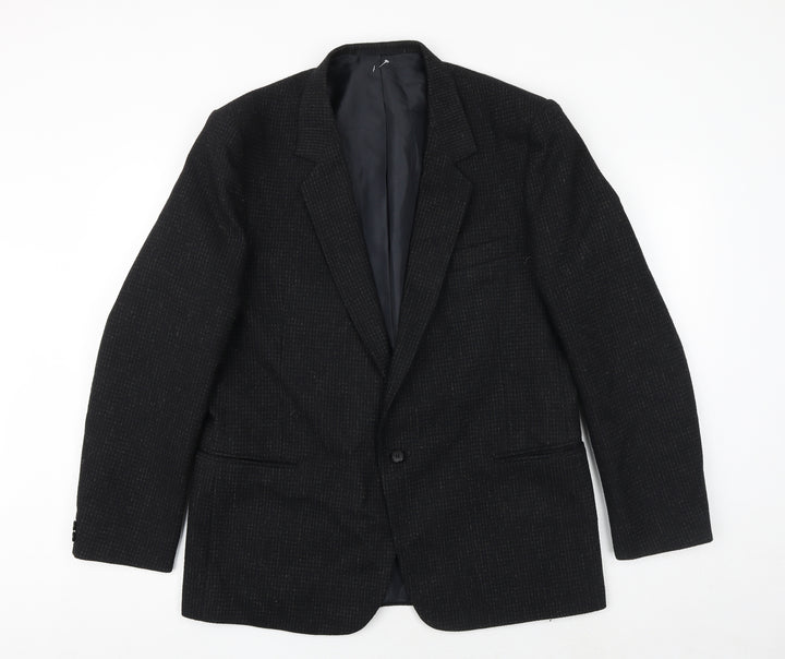 The Burton Collection Mens Black Geometric Polyester Jacket Suit Jacket Size 42 Regular