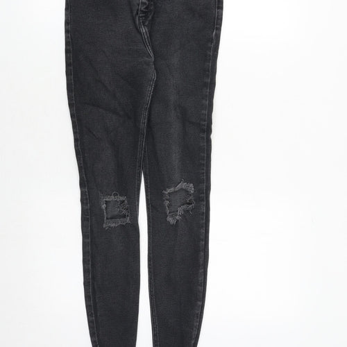 Zara Womens Grey Cotton Skinny Jeans Size 12 Regular Zip