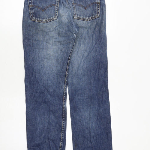 Levi's Womens Blue Cotton Straight Jeans Size 30 in Regular Button - Frayed Hem