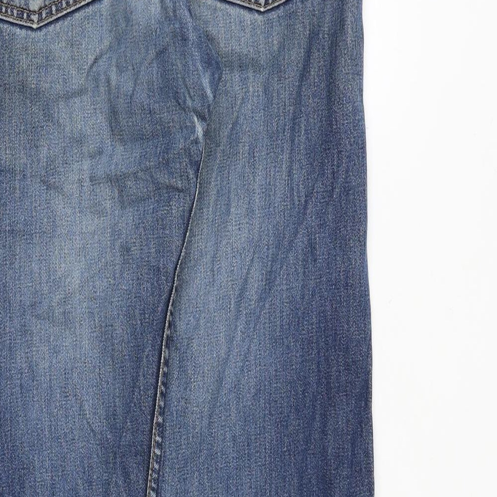 Levi's Womens Blue Cotton Straight Jeans Size 30 in Regular Button - Frayed Hem